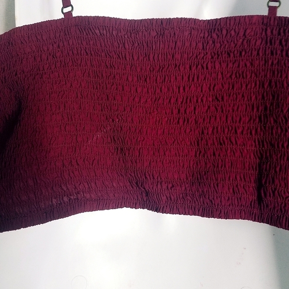 Xhilaration Top Crop Tank Smocked Straps Embroidered Floral Euro Summer - Picture 5 of 10